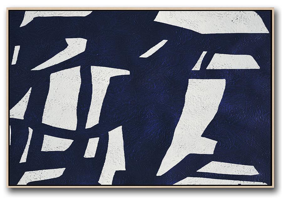 Horizontal Navy Blue Minimal Art #NV296C